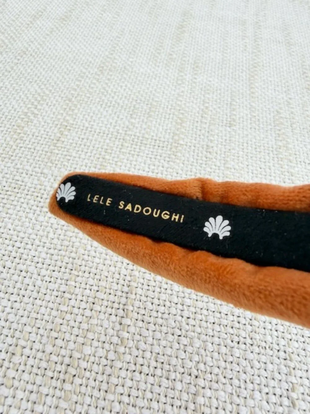 Lele Sadoughi Gingerbread Man Velvet Knot Headband Crystal Christmas EUC